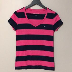 Tommy Hilfiger V Neck Striped Tee